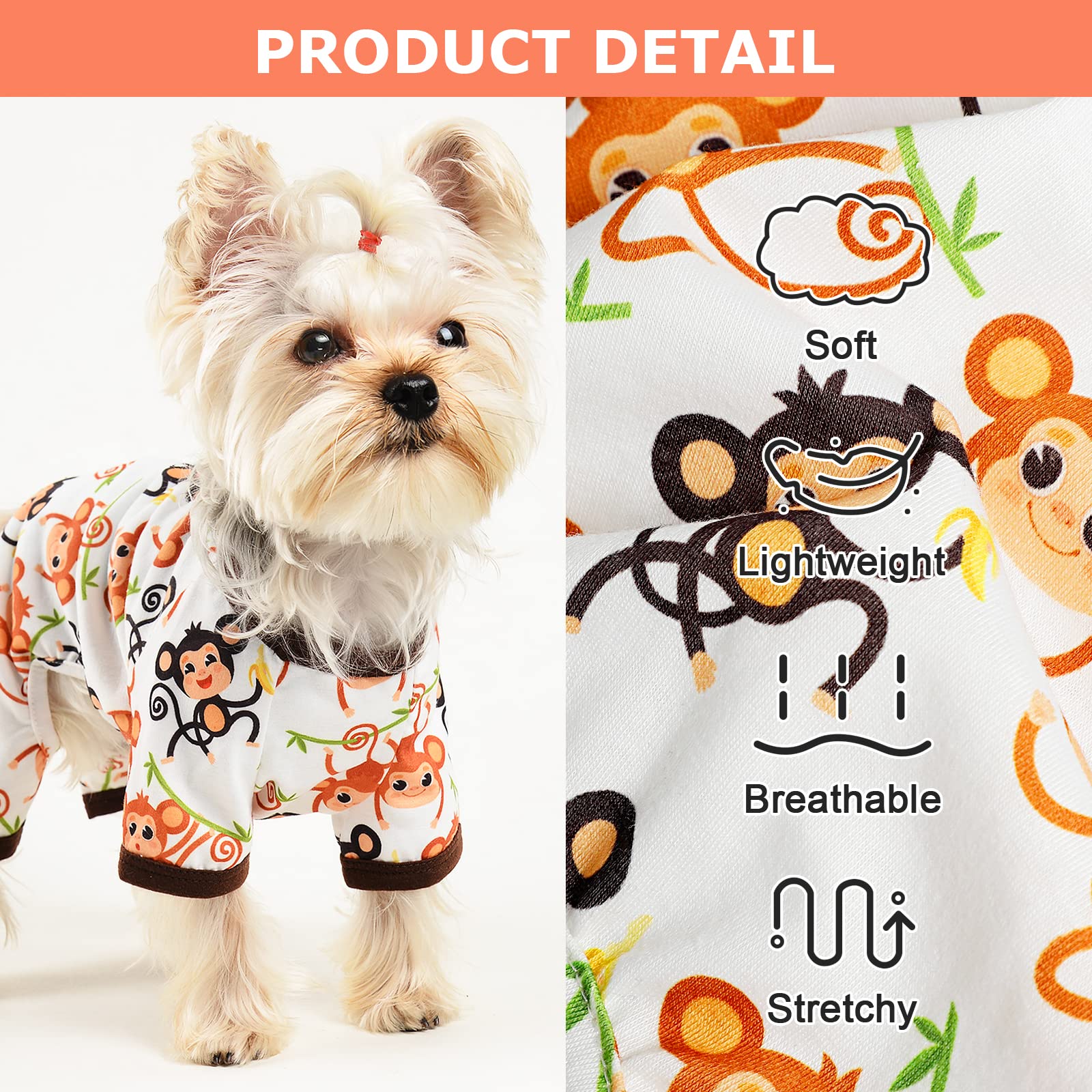 Dog Pajamas Pjs Spring Summer Dog Clothes for Small Dogs Girl - Boy - Medium Size Dogs, Soft Stretchy Puppy Clothes Dog Onesies